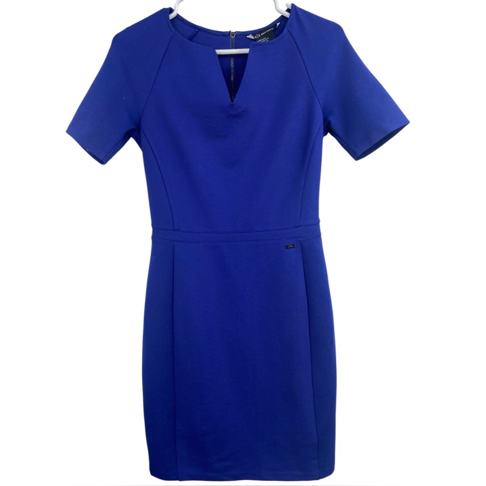 NWOT Armani‎ Exchange Fitted V-Neck Blue Dress Small
